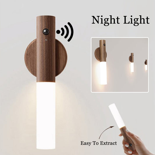 Magnetic Wood Wireless and Motion Sensor Wall Light lamp